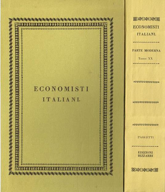 Scrittori classici italiani di economia politica parte moderna tomo XX. Collezione Custodi - Ferdinando Paoletti - copertina