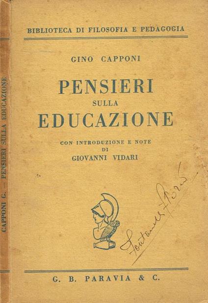 Pensieri sulla educazione - Gino Capponi - copertina