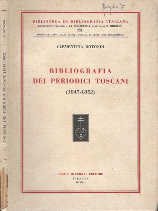 Bibliografia dei periodici toscani (1847-1852) - Clementina Rotondi - copertina