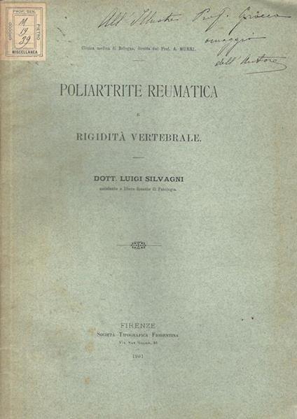 Poliartrite reumatica e rigidità vertebrale - Luigi Silvagni - copertina