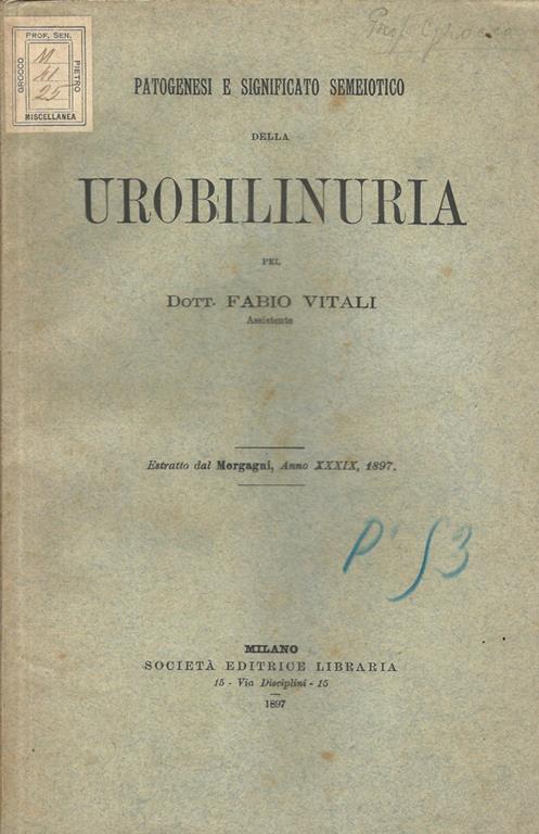 Patogenesi e significato semeiotico della urobilinuria - Fabio Vitali - copertina