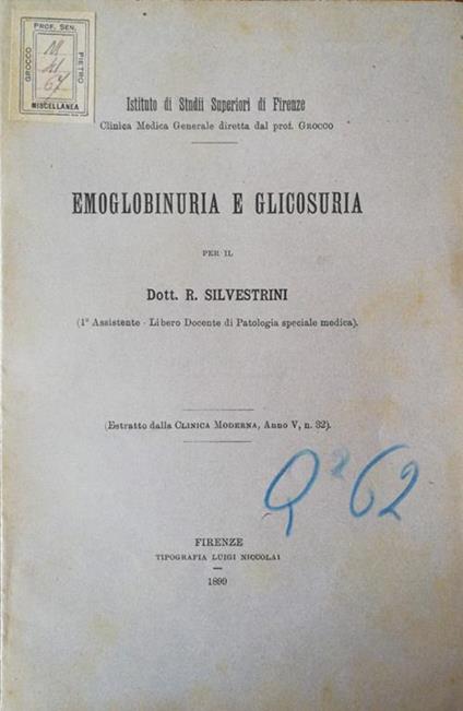 Emoglobinuria e glicosuria - Dott. Silvestrini - copertina
