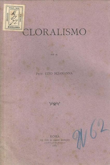 Cloralismo - Ezio Sciamanna - copertina