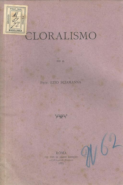 Cloralismo - Ezio Sciamanna - copertina