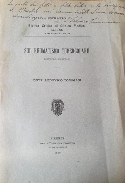 Sul reumatismo tubercolare. Rivista critica - Lodovico Tommasi - copertina