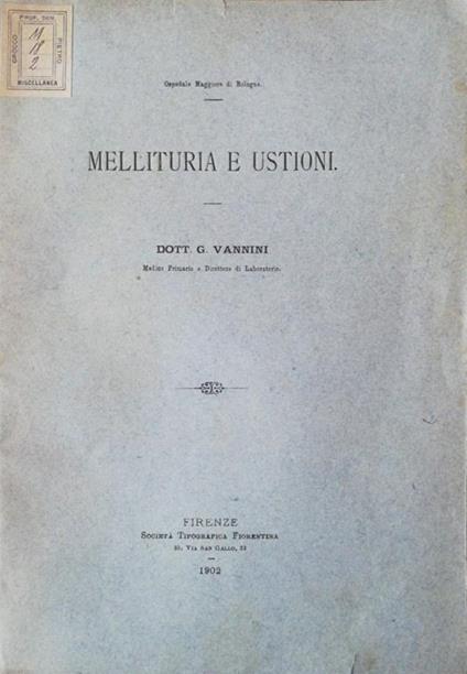 Mellituria e ustioni - Dott. Vannini - copertina