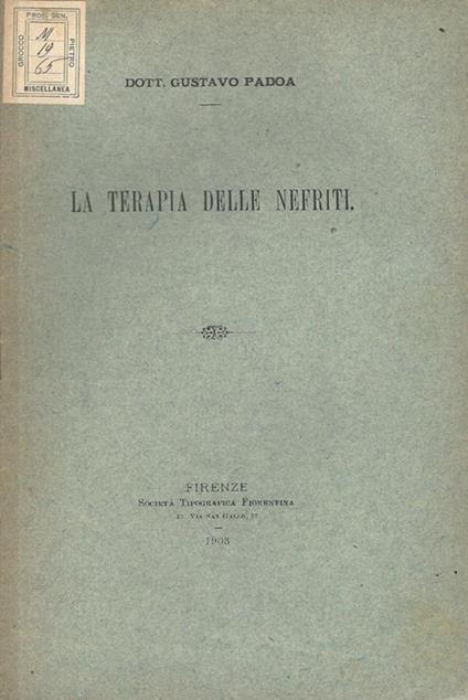 La terapia delle nefriti - Gustavo Padoa - copertina