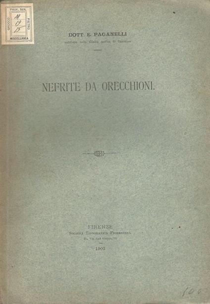 Nefrite da orecchioni - E. Paganelli - copertina