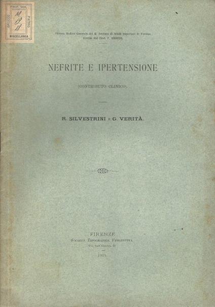 Nefrite e ipertensione. (Contributo clinico) - R. Silvestrini - copertina