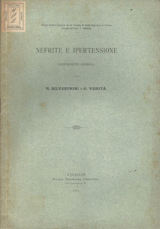 Nefrite e ipertensione. (Contributo clinico) - R. Silvestrini - copertina