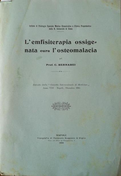 L' emfisiterapia ossigenata cura l'osteomalacia - Prof. Bernabei - copertina