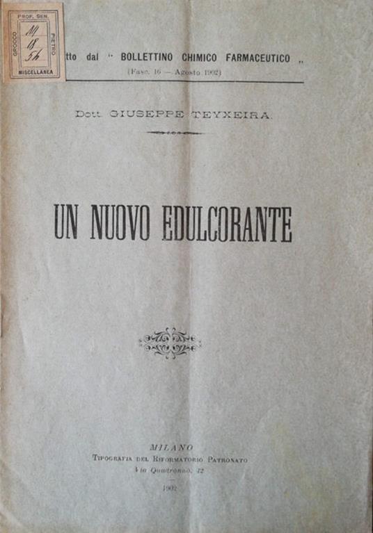 Un nuovo edulcorante - Giuseppe Teyxeira - copertina