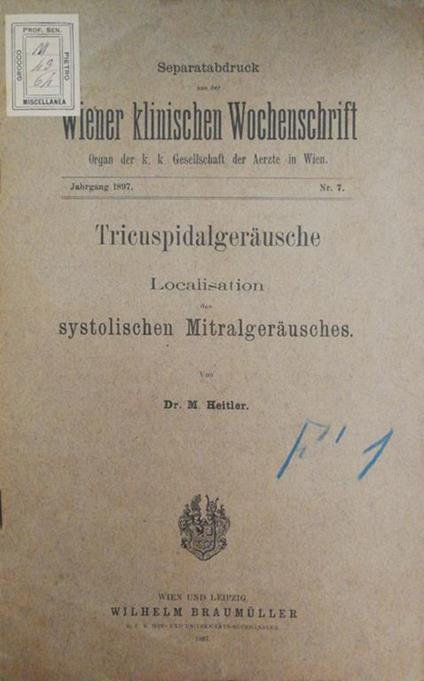 Tricuspidalgerausche localisation des systolischen mitralgerausches - Dr. Heitler - copertina