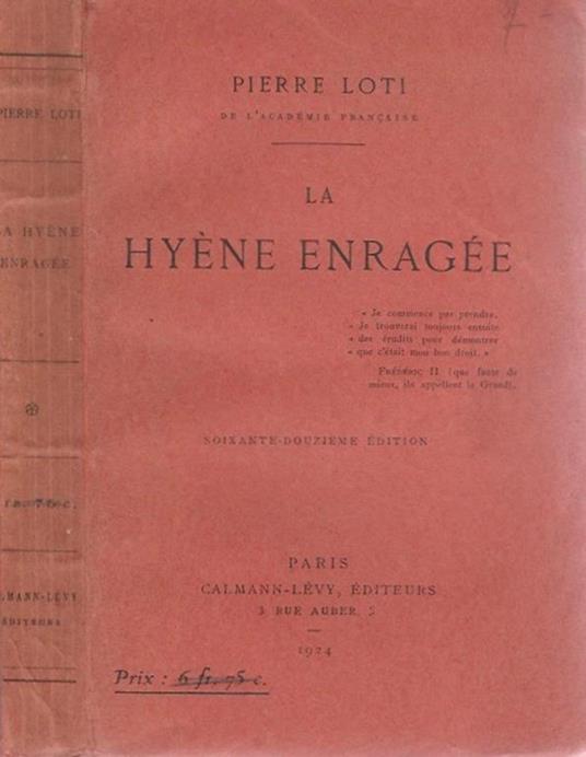 La Hyène enragée - Pierre Loti - copertina