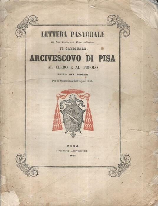 Lettera Pastorale al Clero e al Popolo della sua Diocesi per la Quaresima dell'Anno 1863 - copertina