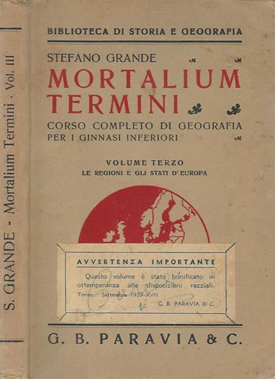 Mortalium termini vol. III. Le Regioni e gli Stati d'Europa - Stefano Grande - copertina