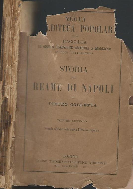 Storia del reame di Napoli Vol. II - Pietro Colletta - copertina