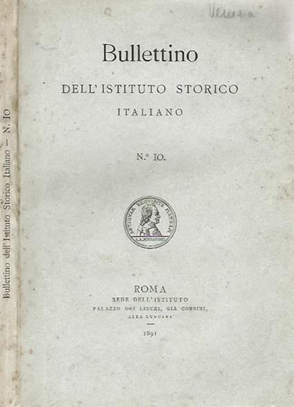 Bullettino dell'Istituto Storico Italiano n. 10 - copertina