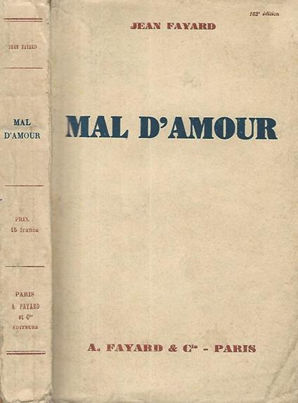 Mal d'amour - Jean Fayard - copertina