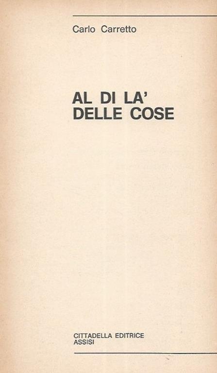 Al di la' delle cose - Carlo Caretto - copertina