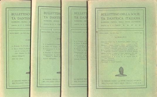 Bullettino della Società Dantesca Italiana Vol. XIV, Fasc.1, 2, 3, 4. Rassegna critica degli studi danteschi - Ernesto Giacomo Parodi - copertina