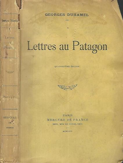 Lettres au Patagon - Georges Duhamel - copertina