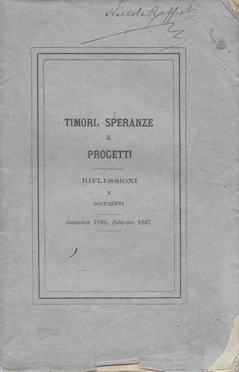 Timori, speranze e progetti. Riflessioni e documenti - copertina