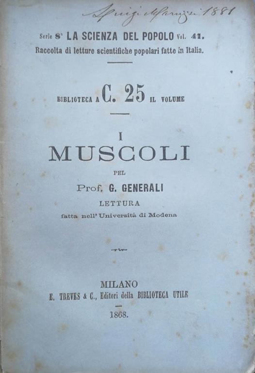 I muscoli. Lettura fatta nell'Università di Modena - copertina