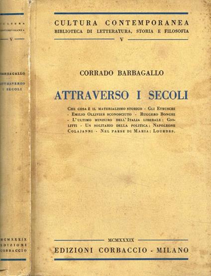 Attraverso i secoli - Corrado Barbagallo - copertina