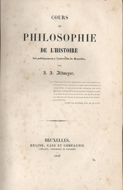 Cours de Philosophie de l'histoire - copertina