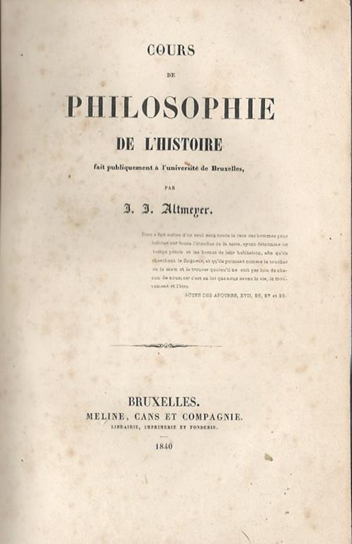 Cours de Philosophie de l'histoire - copertina