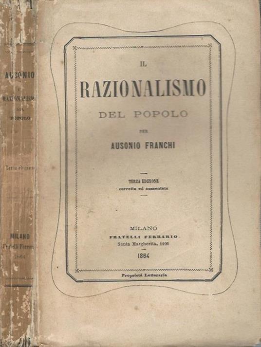 Il razionalismo del popolo - Ausonio Franchi - copertina