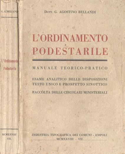 L' ordinamento podestarile. - copertina