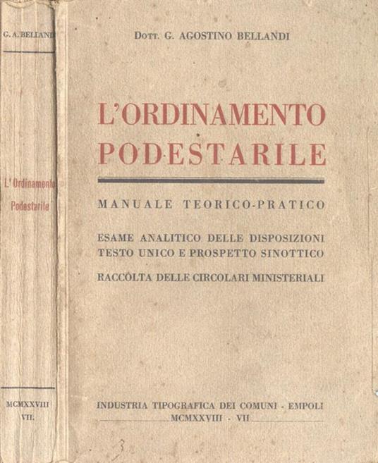 L' ordinamento podestarile. - copertina