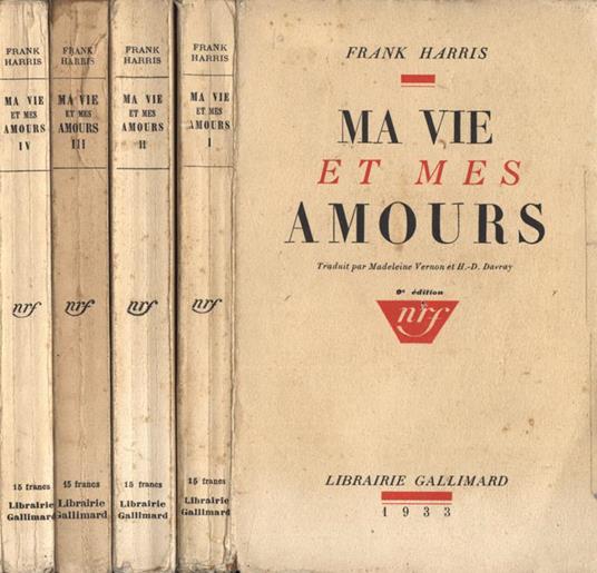 Ma vie et mes amours Vol. I - II - III - IV - Frank Harris - copertina