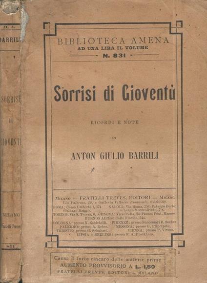 Sorrisi di gioventù - Anton G. Barrili - copertina