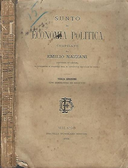 Sunto di Economia Politica - Emilio Nazzani - copertina