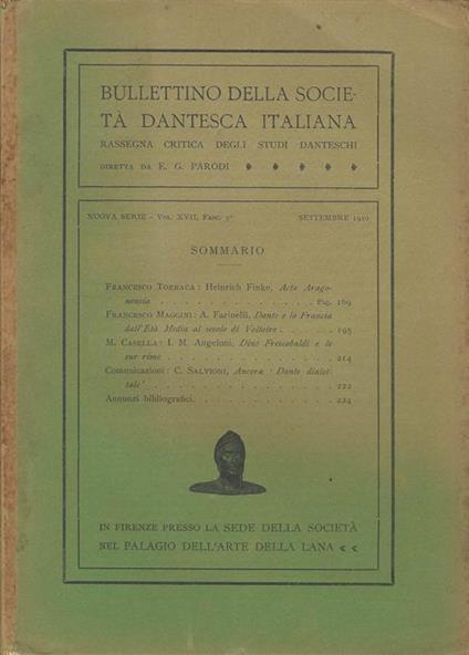 Bullettino della Società Dantesca Italiana: rassegna critica degli studi danteschi. Anno 1910. Nuova Serie - Vol. XVII. Fasc. 3 - copertina