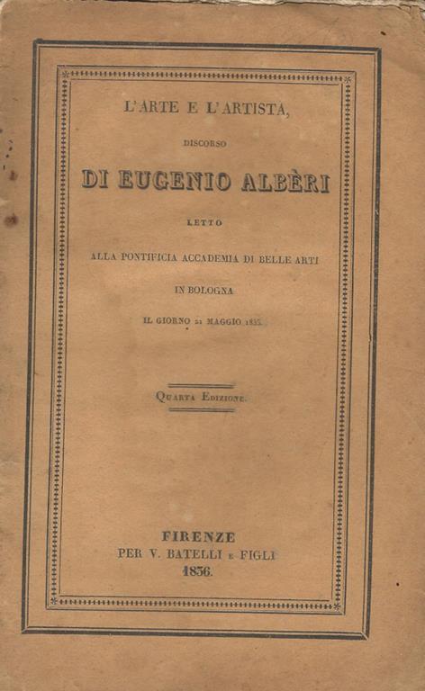 L' arte e l'artista. Discorso - Eugenio Alberi - copertina