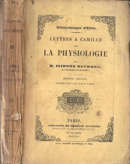 Lettres a Camille sur la physiologie - copertina