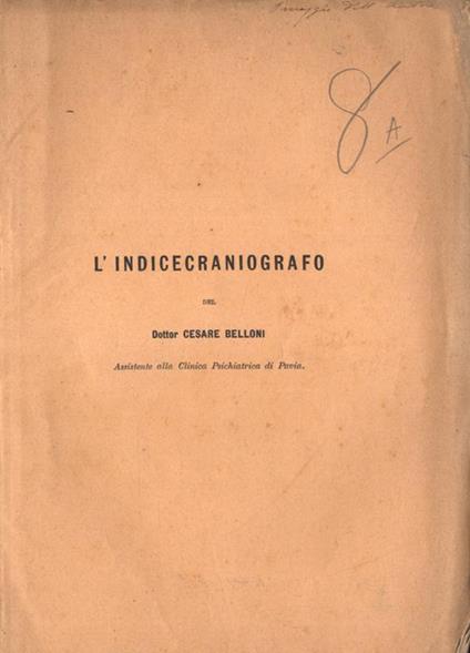 L' indicecraniografo - Cesare Belloni - copertina