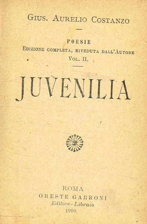 Juvenilia. Funeralia - copertina