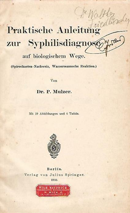 Praktische Anleitung zur Syphilisdiagnose auf biologischem Wege - copertina