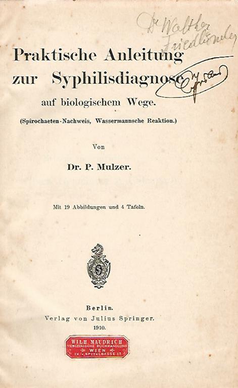 Praktische Anleitung zur Syphilisdiagnose auf biologischem Wege - copertina