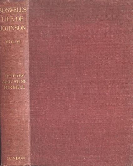 Boswell' s life of Johnson vol. VI - Augustine Birrell - copertina