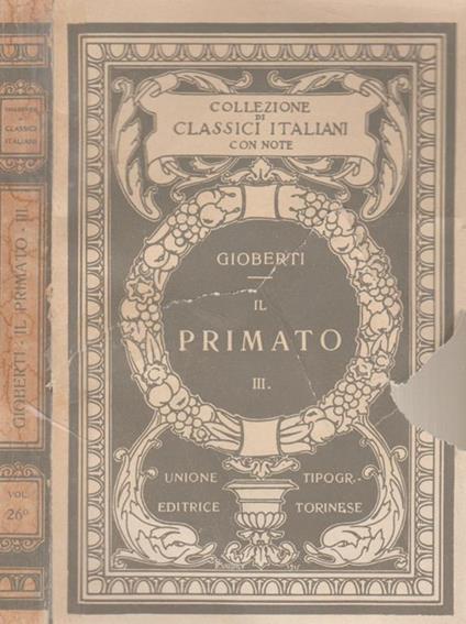 Il primato - Vincenzo Gioberti - copertina