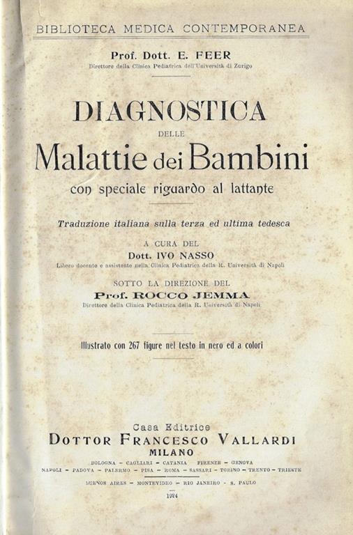 Diagnostica delle malattie dei bambini. Con speciale riguardo al lattante - E. Feer - copertina