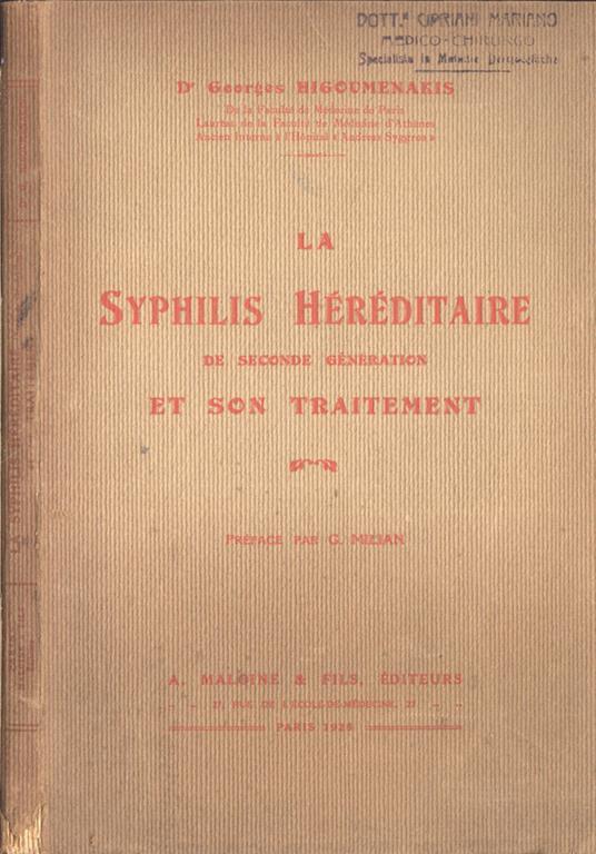 La syphilis hèrèditaire de seconde gènèration et son traitement - Georges Higoumenakis - copertina