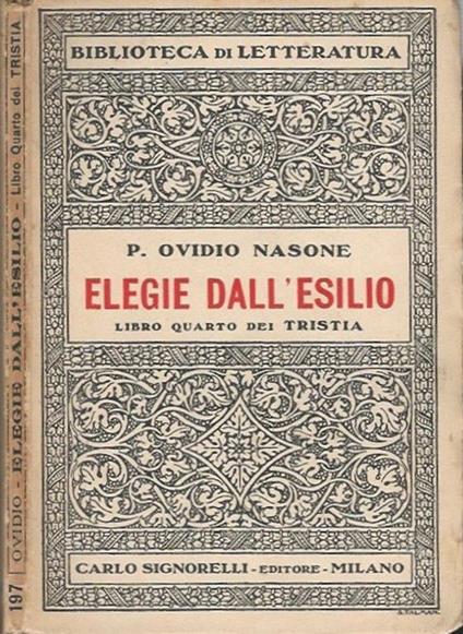 Elegie dall'esilio - P. Nasone Ovidio - copertina