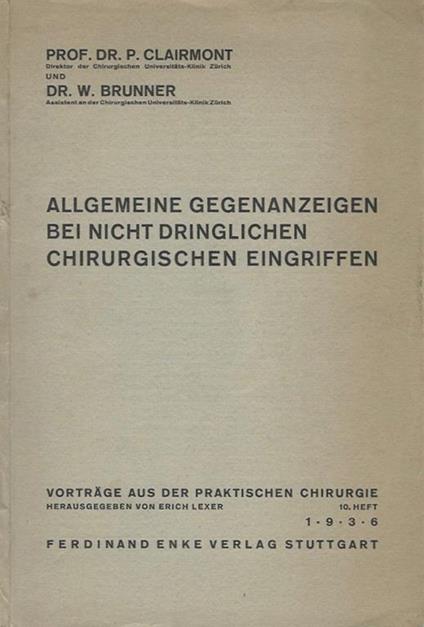 Allgemeine gegenanzeigen bei nicht dringlichen chirurgischen eingriffen - P. Clairmont - copertina